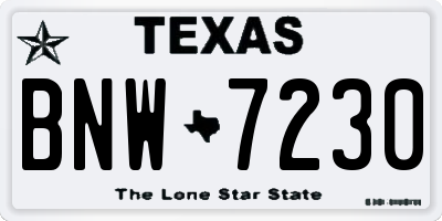 TX license plate BNW7230