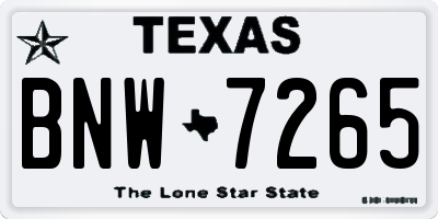 TX license plate BNW7265