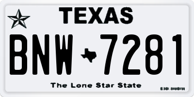 TX license plate BNW7281