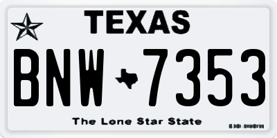 TX license plate BNW7353
