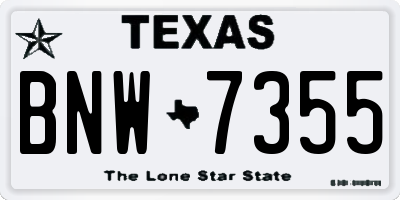 TX license plate BNW7355