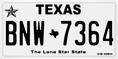TX license plate BNW7364