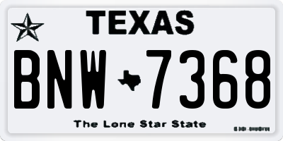 TX license plate BNW7368
