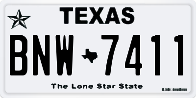 TX license plate BNW7411