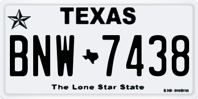TX license plate BNW7438