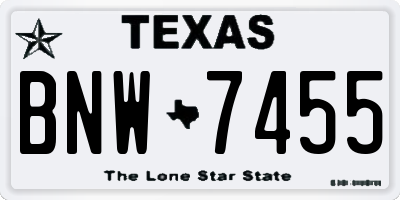 TX license plate BNW7455
