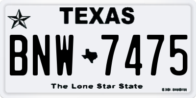 TX license plate BNW7475