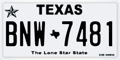 TX license plate BNW7481
