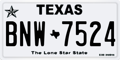 TX license plate BNW7524