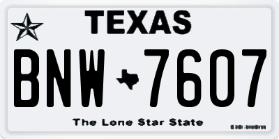 TX license plate BNW7607