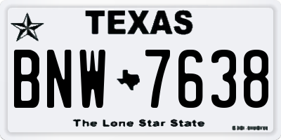 TX license plate BNW7638