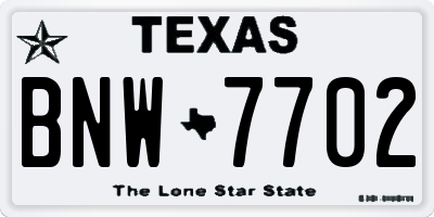 TX license plate BNW7702
