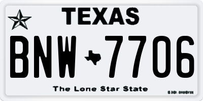 TX license plate BNW7706