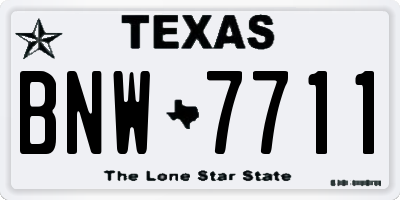 TX license plate BNW7711