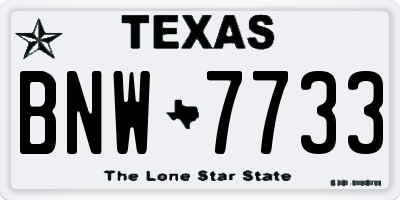 TX license plate BNW7733