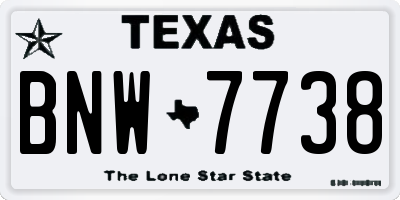 TX license plate BNW7738