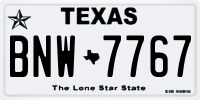 TX license plate BNW7767