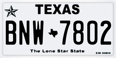 TX license plate BNW7802