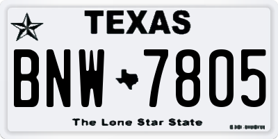 TX license plate BNW7805
