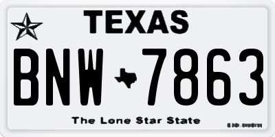 TX license plate BNW7863