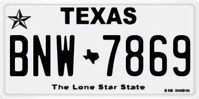 TX license plate BNW7869