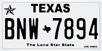 TX license plate BNW7894