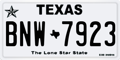 TX license plate BNW7923
