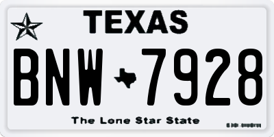 TX license plate BNW7928