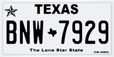 TX license plate BNW7929