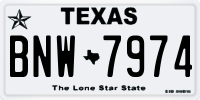 TX license plate BNW7974