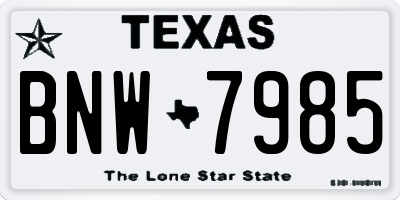 TX license plate BNW7985