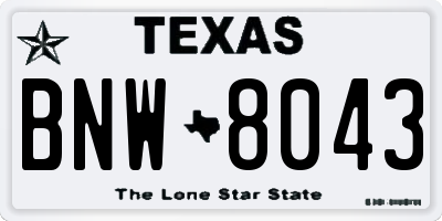 TX license plate BNW8043