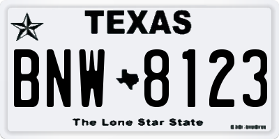 TX license plate BNW8123