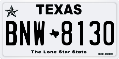 TX license plate BNW8130