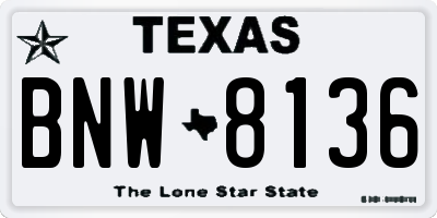 TX license plate BNW8136