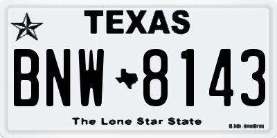 TX license plate BNW8143