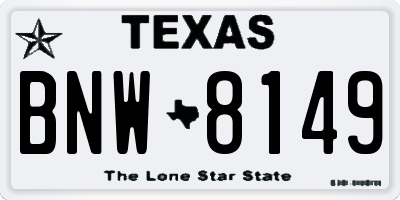 TX license plate BNW8149