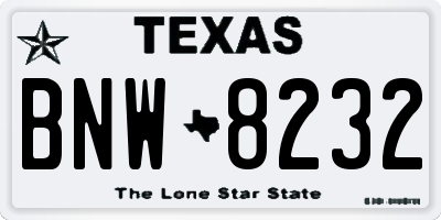 TX license plate BNW8232