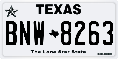TX license plate BNW8263