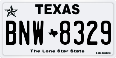 TX license plate BNW8329