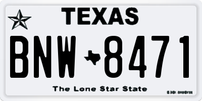 TX license plate BNW8471