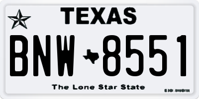 TX license plate BNW8551