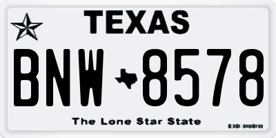 TX license plate BNW8578
