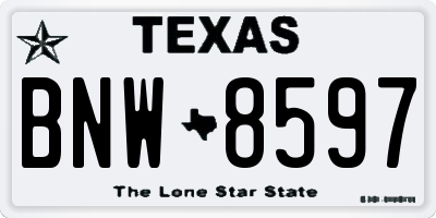 TX license plate BNW8597
