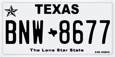 TX license plate BNW8677