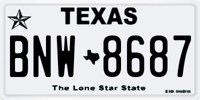 TX license plate BNW8687