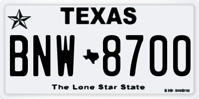 TX license plate BNW8700