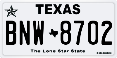 TX license plate BNW8702