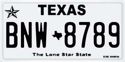 TX license plate BNW8789