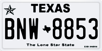 TX license plate BNW8853